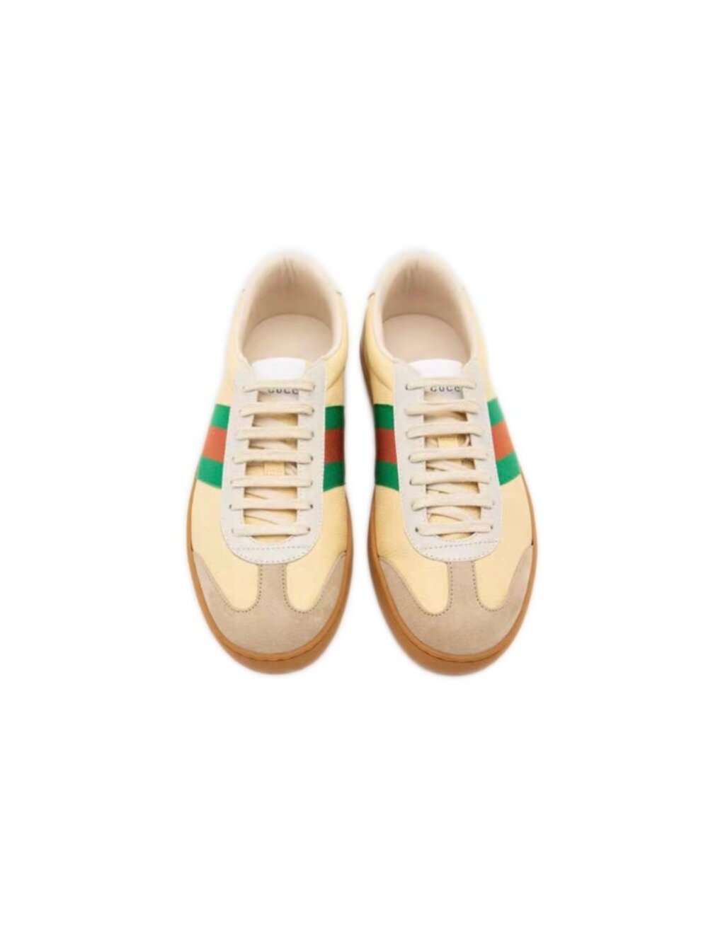 Gucci Unisex Low‑Top Casual Suede Sneakers Oatmeal White UK6 859126